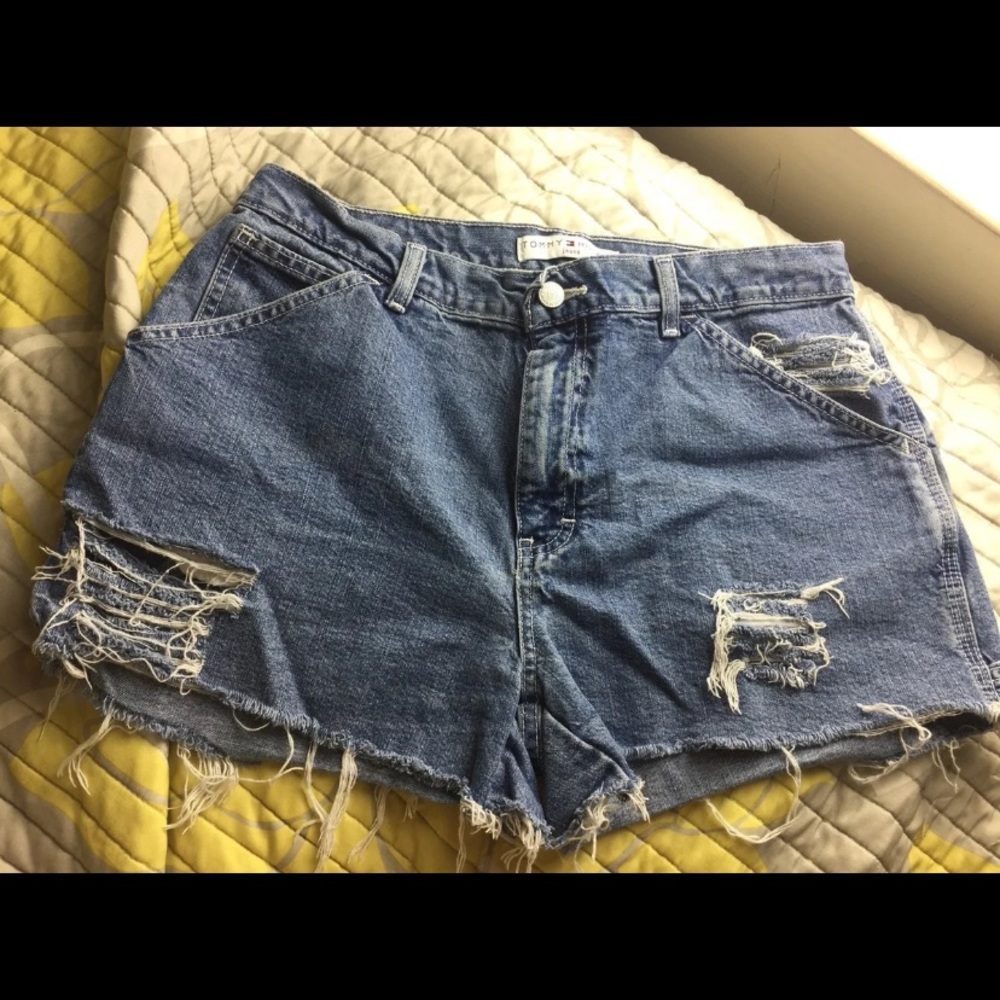 Distressed Tommy Hilfiger denim shorts